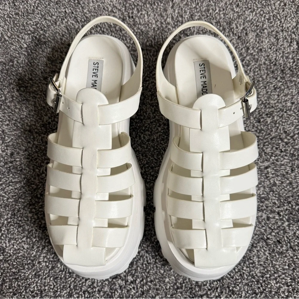 Steve Madden Monti Platform Fisherman Sandal white size 7.5 - Picture 4 of 8